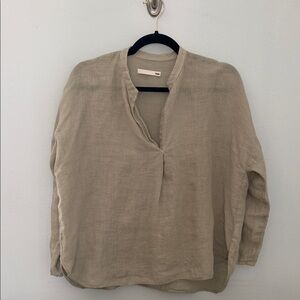 Evam Eva 100% Linen Pullover Top, Beige, Like New